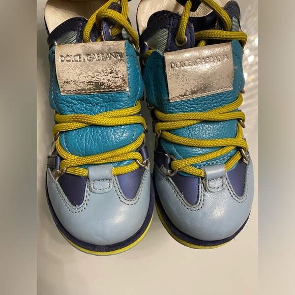 Kids Dolce & Gabbana Multicolor Leather High Top Sneakers Size 8 - Picture 2 of 8